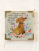 Decorative sign with a dachshund illustration and text on a white background