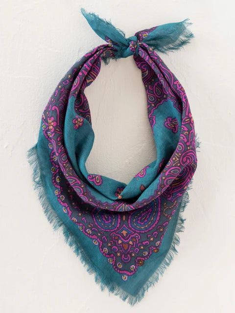 Charcoal Brimfield Printed Cotton Bandana