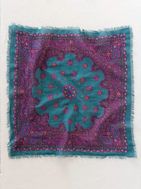 Charcoal Brimfield Printed Cotton Bandana