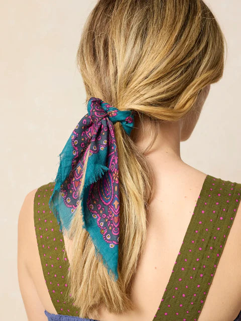 Charcoal Brimfield Printed Cotton Bandana