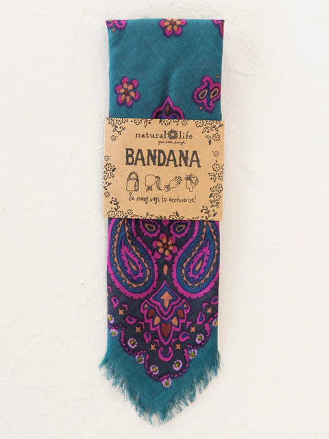 Charcoal Brimfield Printed Cotton Bandana