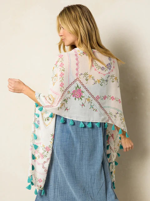 Heirloom Cross Stitch Ivory Sayulita Scarf
