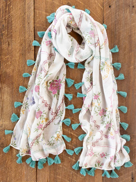 Heirloom Cross Stitch Ivory Sayulita Scarf
