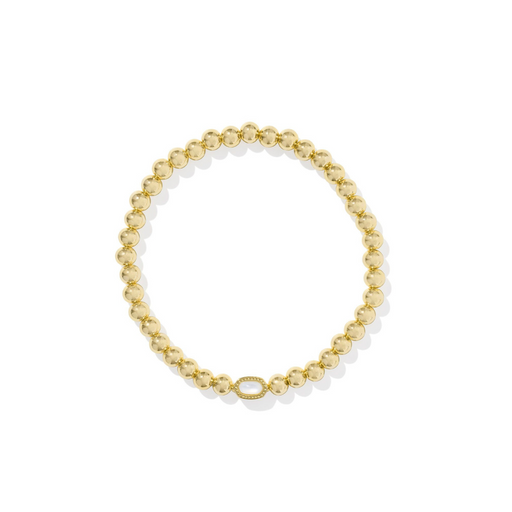 Kendra Scott Mini Elaina Gold Stretch Bracelet in Ivory Mother of Pearl