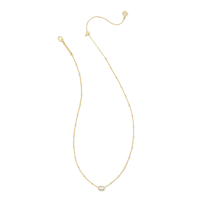 Kendra Scott Mini Elisa Gold Satellite Short Pendant Necklace in Ivory Mother of Pearl