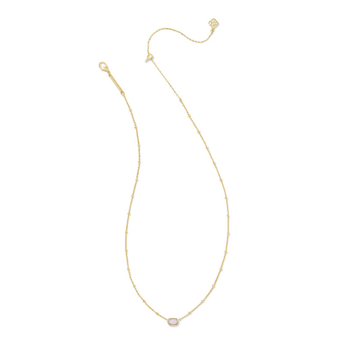 Kendra Scott Mini Elisa Gold Satellite Short Pendant Necklace in Pink Opalite Crystal