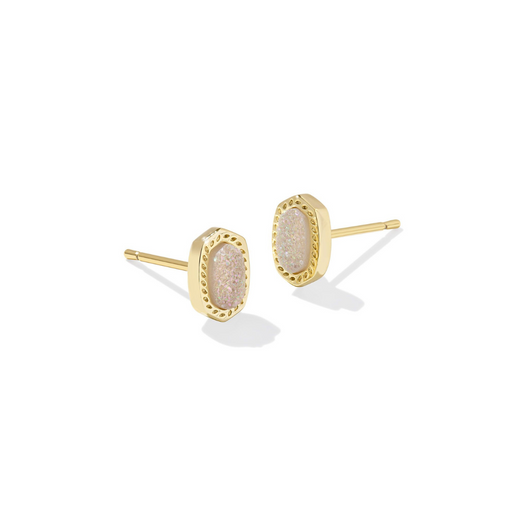 Kendra Scott Mini Ellie Gold Stud Earrings in Iridescent Drusy