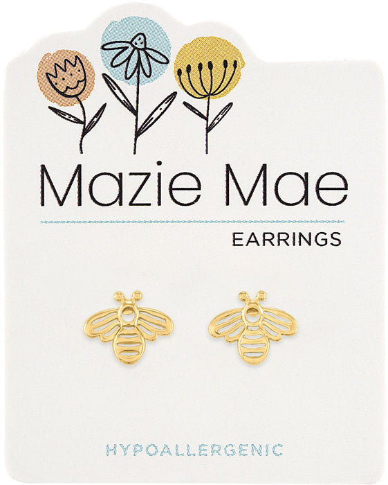 Gold Bee Stud Earrings