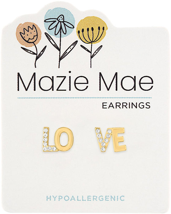 Gold Love Stud Earrings