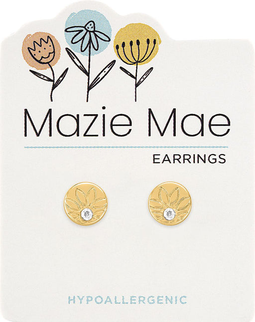 Gold Outlined Sunflower Stud Earrings