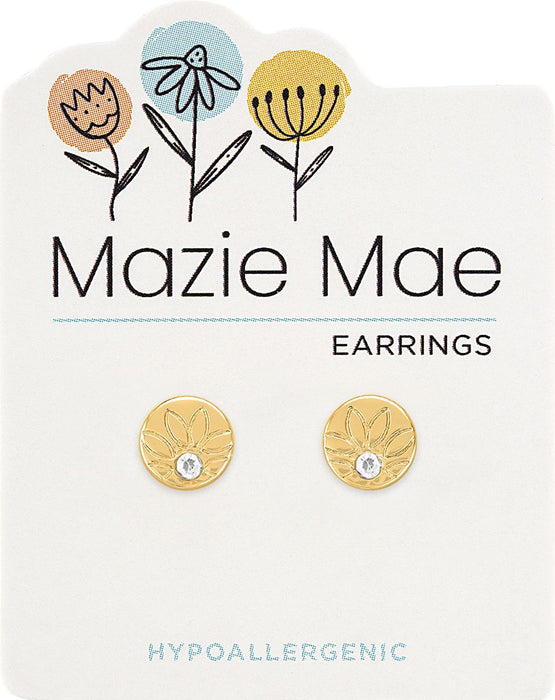 Gold Outlined Sunflower Stud Earrings