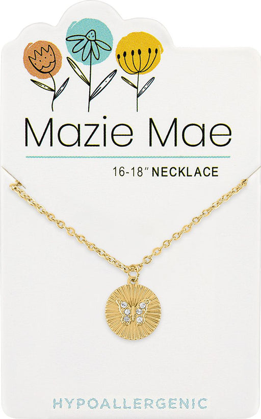 Gold Butterfly Disc Necklace