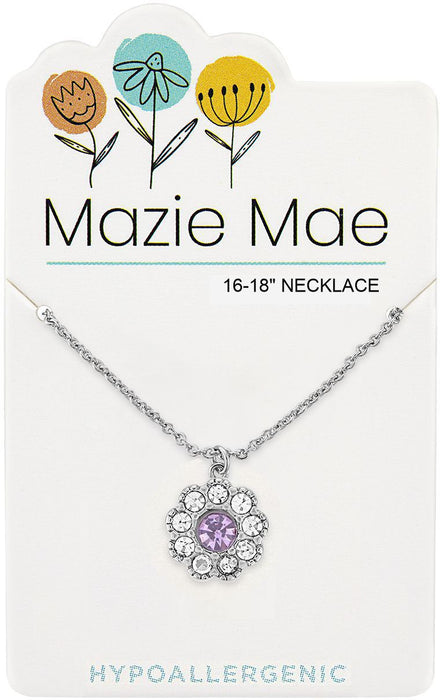 Silver Light Amethyst Flower Necklace