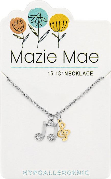 Silver Two-Toned Music Note Necklace