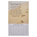 A single-page wall calendar page shown upright on a white background. The top portion features a sandy beach photo with footprints and a memorial-style quote titled FOOTPRINTS.