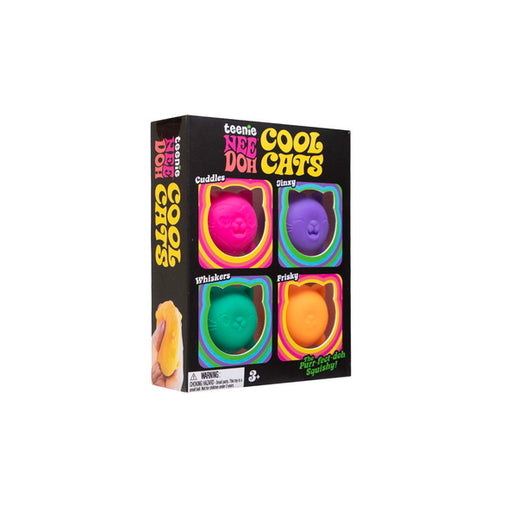 Cool Cats toy packaging with colorful cat-shaped toys on a white background