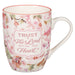 Trust in Lord Pink Watercolor Florals Ceramic Mug - Proverbs 3:5
