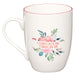 His Mercies are New Pink Peonie Ceramic Coffee Mug - Lamentations 3:22-23
