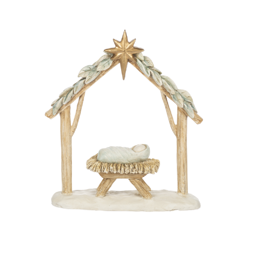 Watercolor Baby Jesus in Manger Figurine