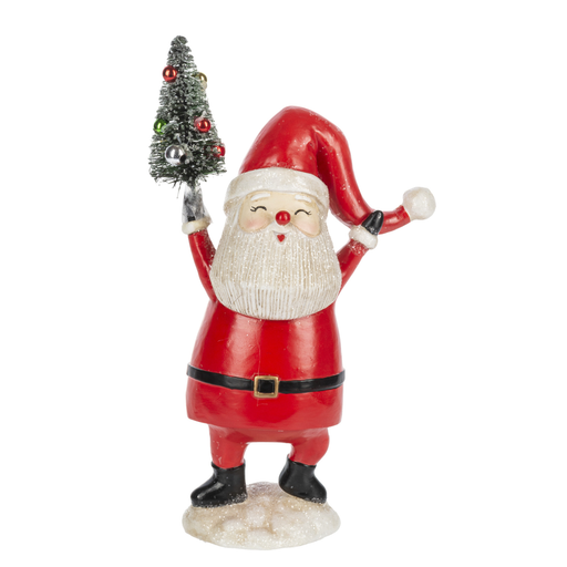 Holly Jolly Santa with Tree Figurine