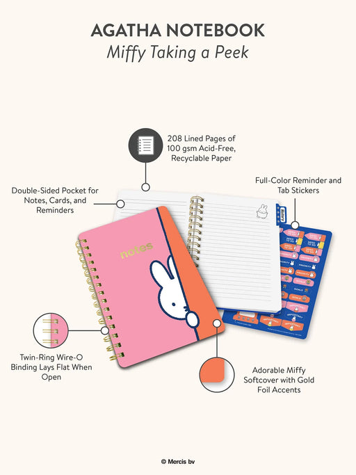 Miffy Taking a Peek Agatha Notebook with Pocket & Stickers