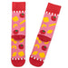 Colorful socks with fruit patterns on a white background