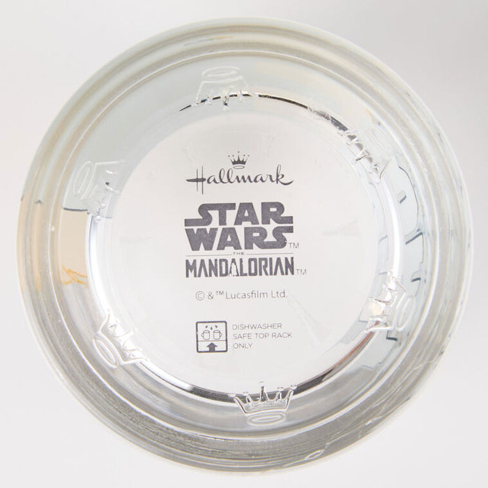 Clear glass with 'Hallmark Star Wars The Mandalorian' branding on a white background