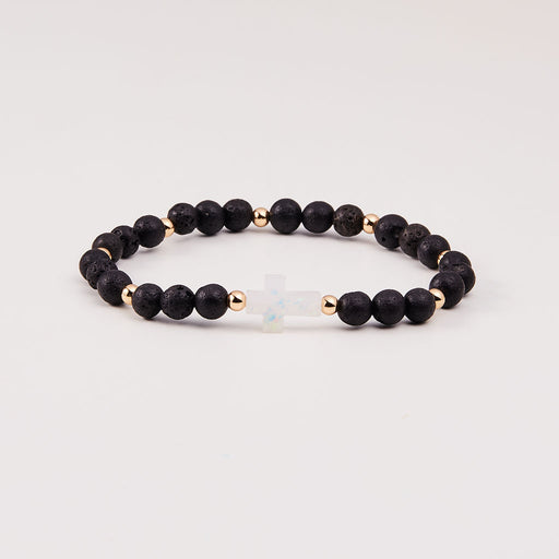 Holy Water Men's Lava Rock Bracelet in Gold