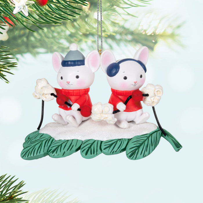 Merry Mice With Popcorn Garland 2024 Ornament