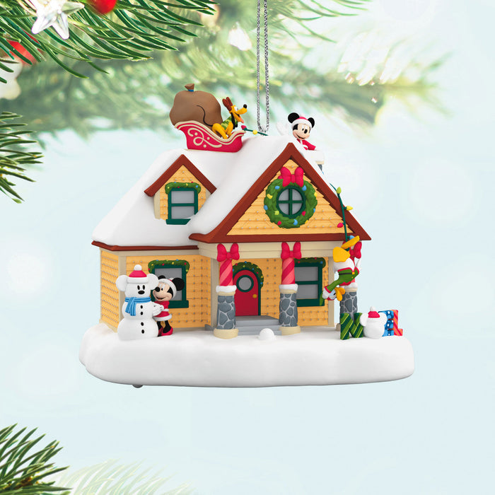 Disney Mickey Mouse The Merriest House in Town 2024 Musical Ornament With Light