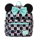 Mickey & Minnie Date Night Diner Checkered All-Over Print Nylon Mini Backpack by Loungefly