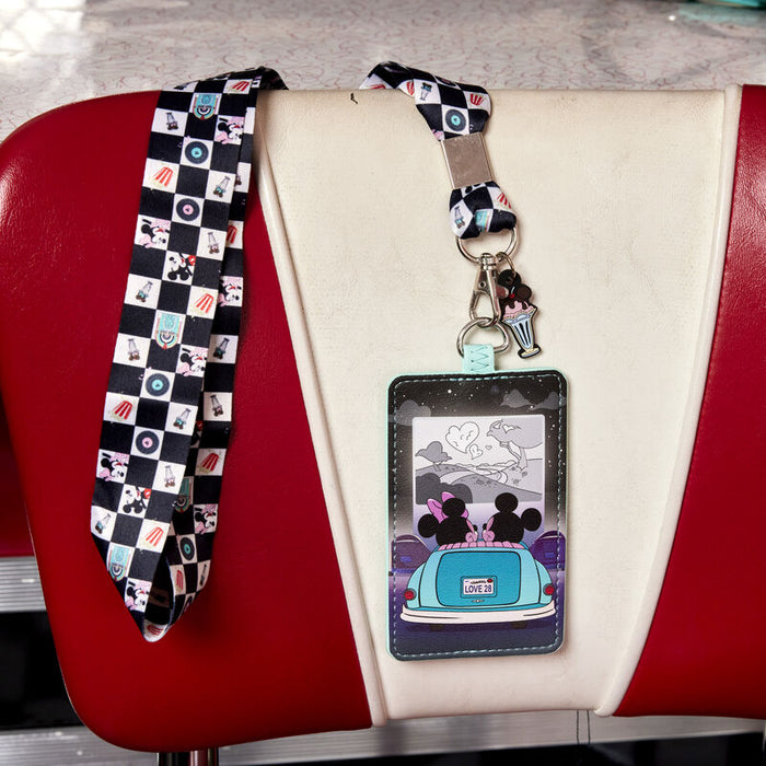 Mickey & Minnie Date Night Drive-In Lanyard With Card Holder by Loungefly