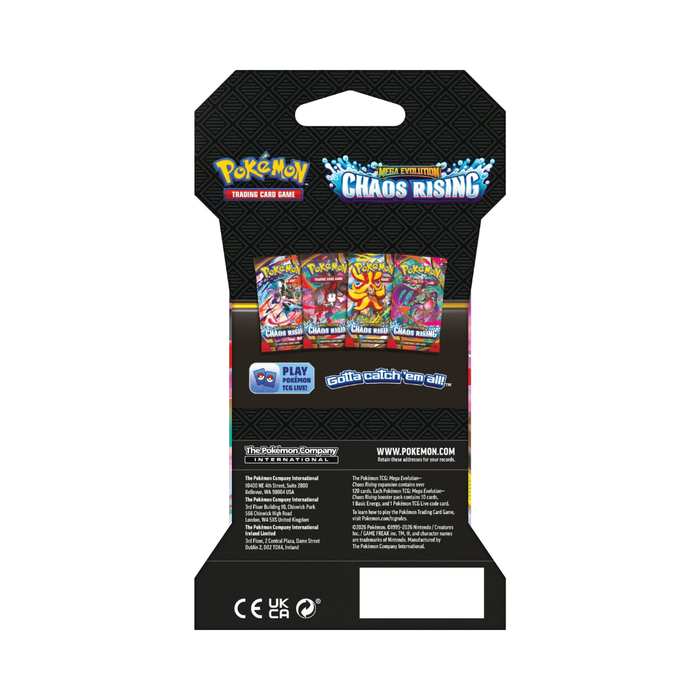 Pokémon Chaos Rising trading card game packaging on a white background
