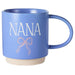 Blue mug with 'Nana' and a bow design on a white background