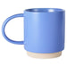 Blue mug with a beige base on a white background