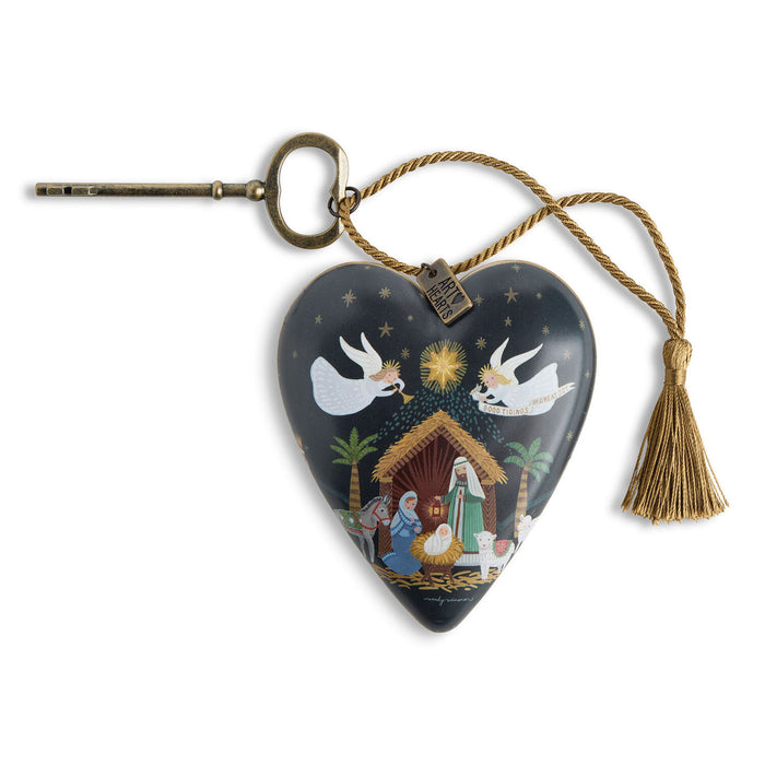 Holy Family and Peace Art Heart Sculpture