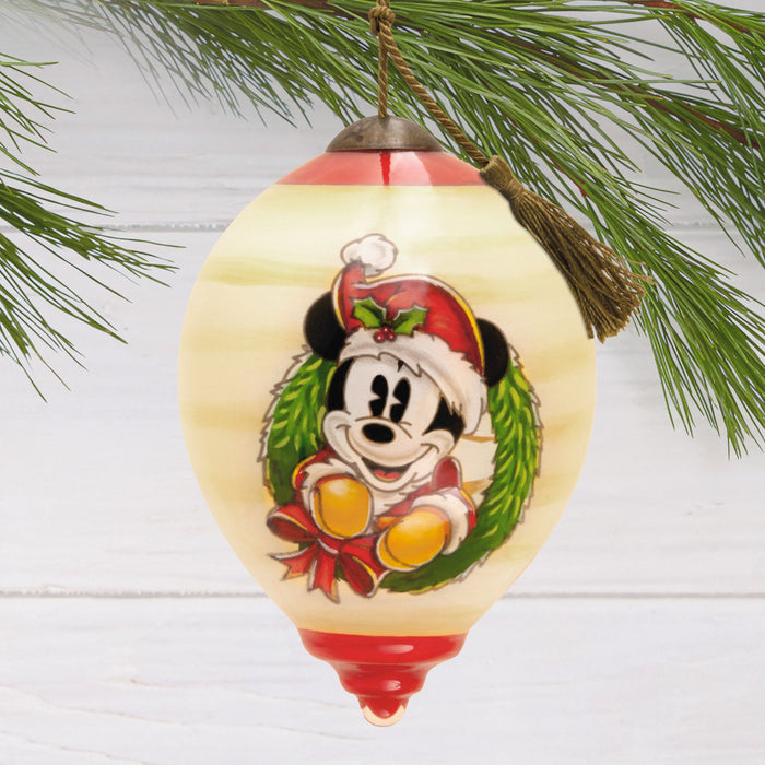 Ne'Qwa Art® Disney Mickey Mouse Hand-Painted Glass Hallmark Ornament