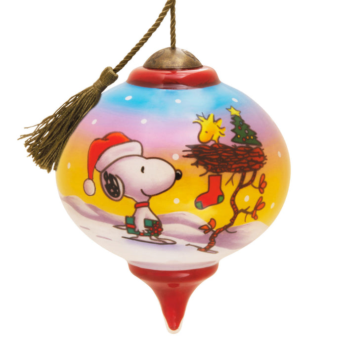 Ne'Qwa Art® Peanuts® Snoopy and Woodstock Hand-Painted Glass Hallmark Ornament