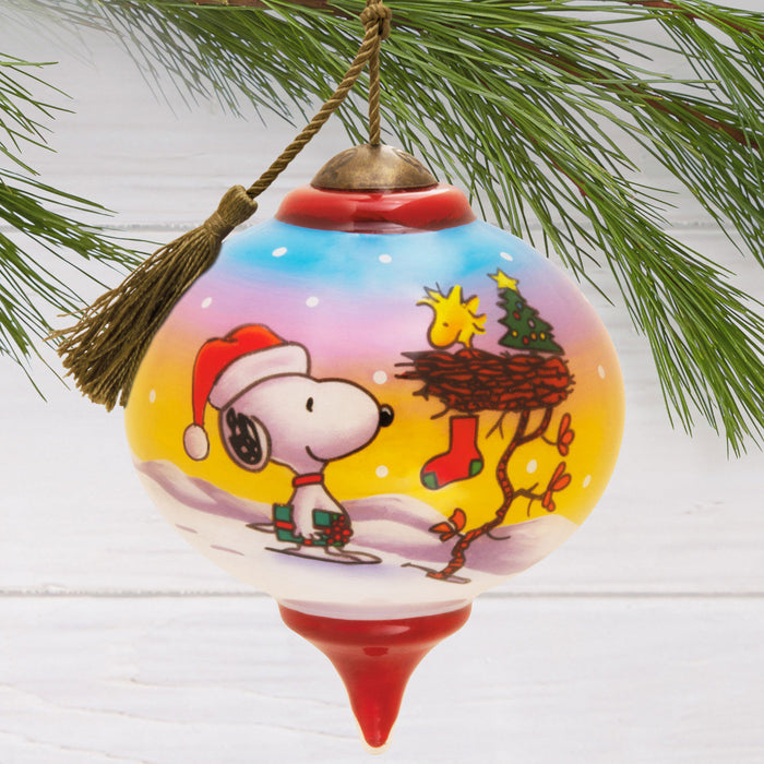 Ne'Qwa Art® Peanuts® Snoopy and Woodstock Hand-Painted Glass Hallmark Ornament