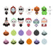 Collection of Halloween-themed keychains and charms on a white background