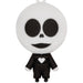 Skeleton character in a suit with a white background