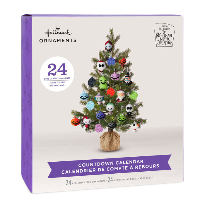 Hallmark Christmas ornament countdown calendar with tree and ornaments on a white background