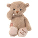 Teddy bear with embroidered message on a white background