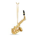 Gold saxophone pendant on a white background