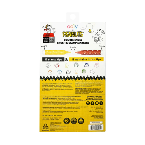 OOLY x Peanuts Double-Ended Brush & Stamp Markers - Set of 12