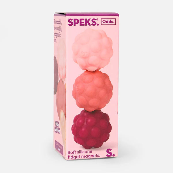 Speks soft silicone fidget magnets packaging on a white background
