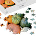 Gorgeous Gourds puzzle with pieces scattered on a white background