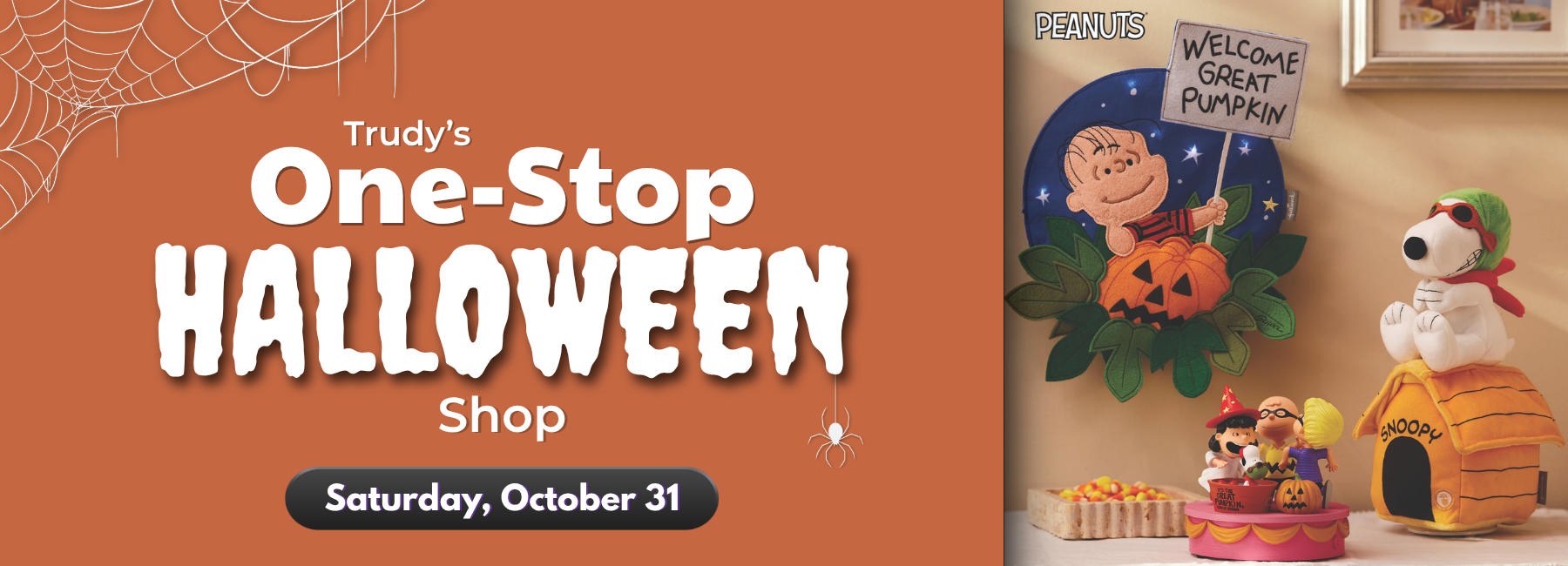 Trudy's One-Stop Halloween Shop featuring Peanuts Halloween gifts and décor