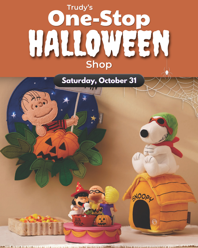 Trudy's One-Stop Halloween Shop featuring Peanuts Halloween gifts and décor