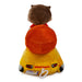 Plush toy resembling a cat in a Wienermobile with a white background